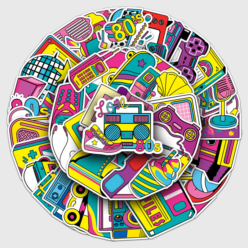 50 pieces of retro 80 s graffiti stickers personalized cross-border creative elements decorative mobile phone cup luggage stickers 50 pieces of retro 80 s graffiti stickers personalized cross-border creative elements decorative mobile phone cup luggage stickers