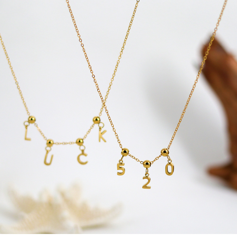 1 Pieza Acero Inoxidable 304 Chapados en oro de 18k Letra Colgante display picture 12