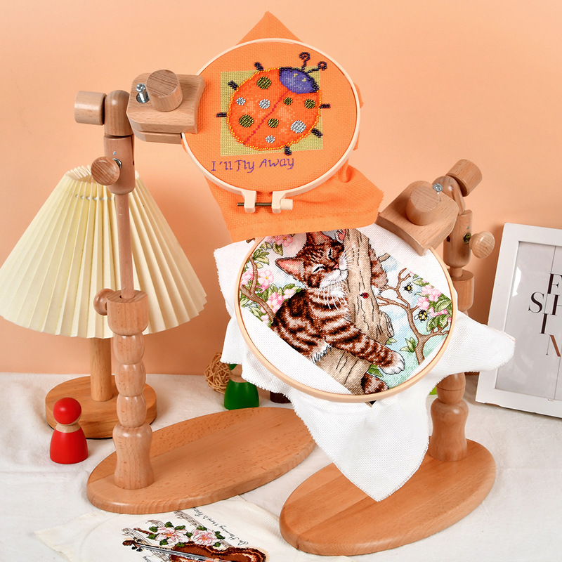 Cherry wood embroidered frame universal adjustable desktop embroidery stand multifunctional embroidery hoop cross stitch frame embroidery frame