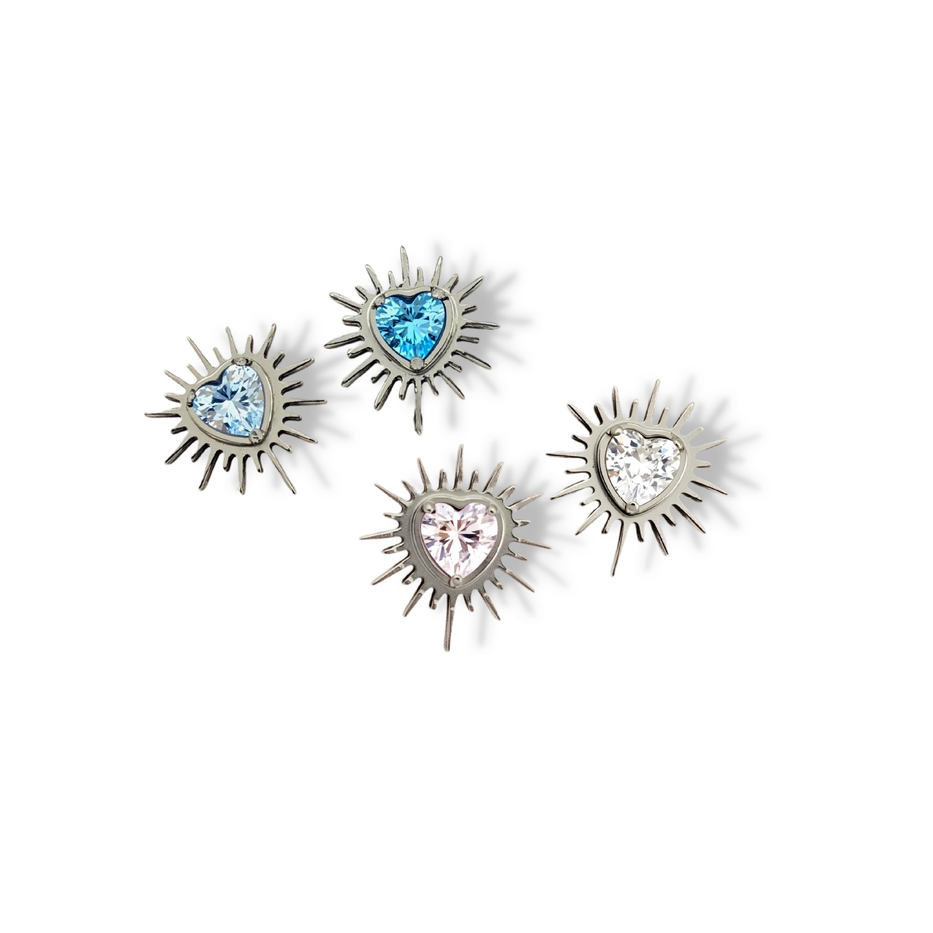 Silver pointed spike labret stud material detail