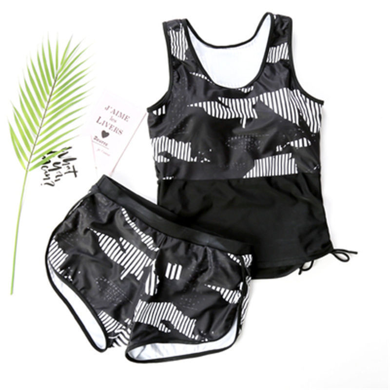 Trajes de baño deportivos de mujer split split aguas termales conservadoras cubrir el estómago chaleco de los estudiantes trajes de baño de dos piezas set comercio exterior