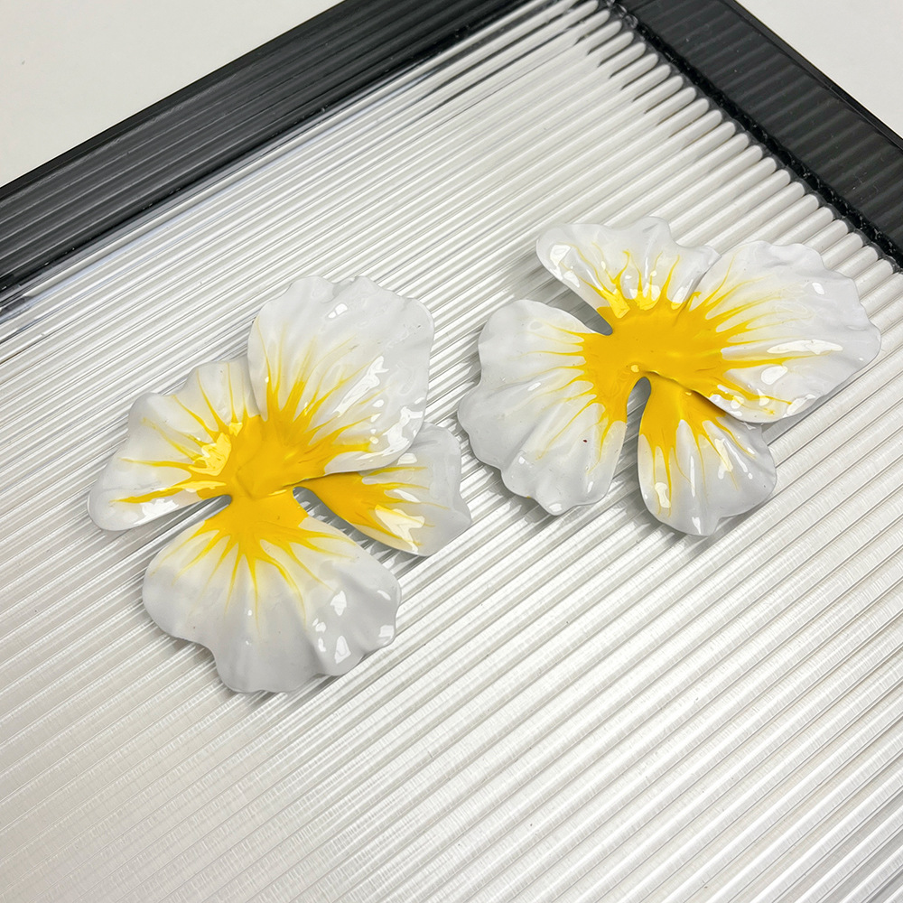 Flower Pattern 1 Pair Vacation Flower Enamel Iron Ear Studs
