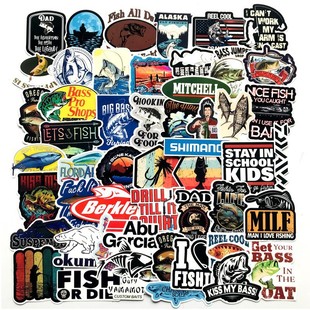 50 Zhang Hai fishing fishing stickers road box mobile phone shell computer fishing box fishing gear charging treasure stickers waterproof