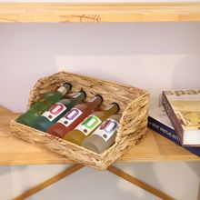 跨境热卖水葫芦草编织收纳篮厨房啤酒收纳托盘桌面餐具储物收纳盒