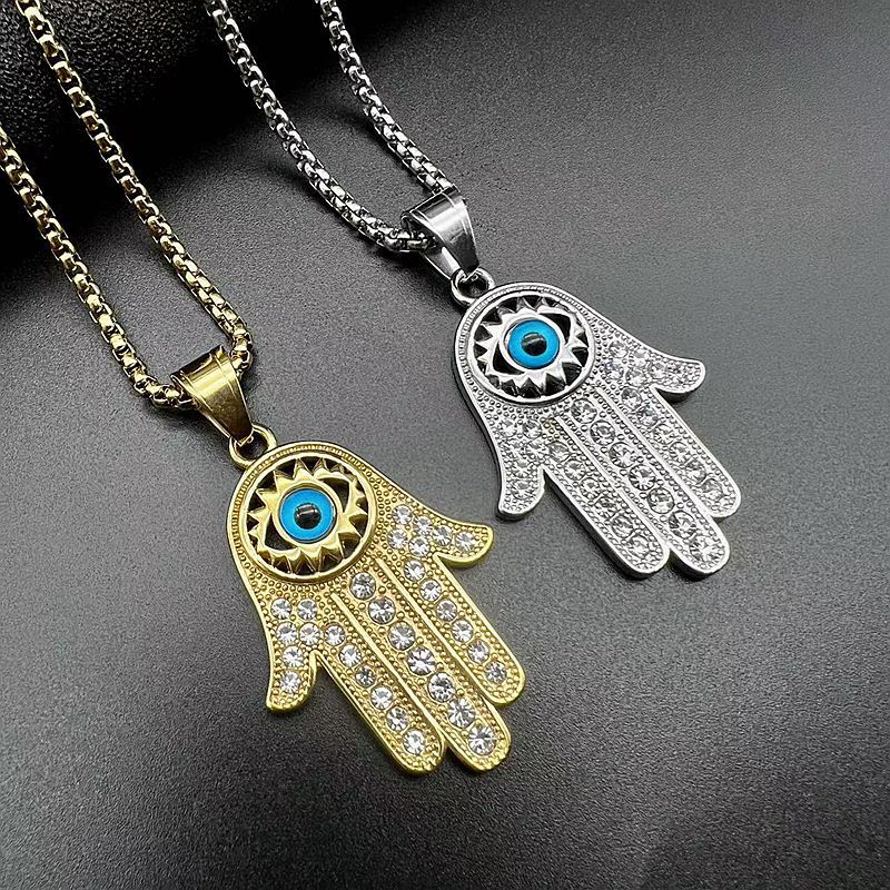 1 Piece Quantity 1 Piece Hip-hop Stainless Steel Plating Inlay Rhinestones Pendant Necklace