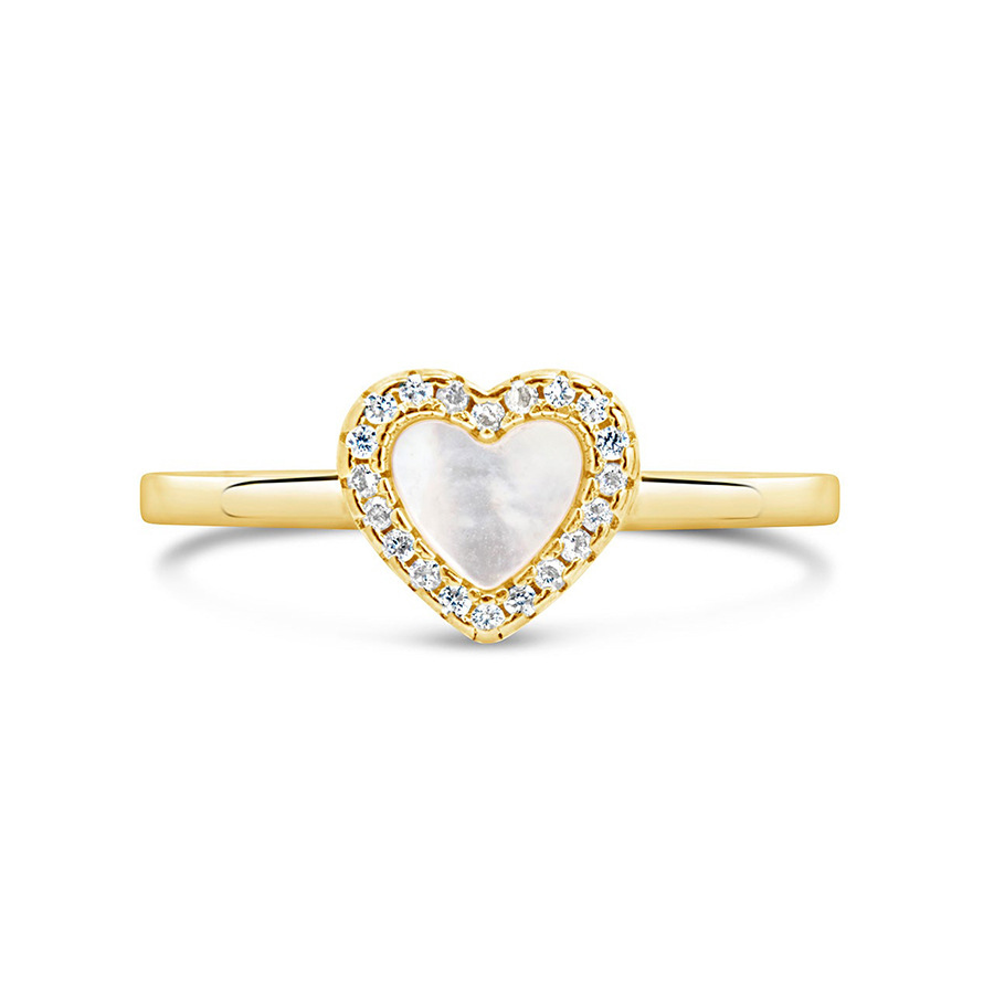 1g Weight White shell Inlay Material 925 Sterling Silver White Shell Heart Shape Rings 925 Sterling Silver Rings