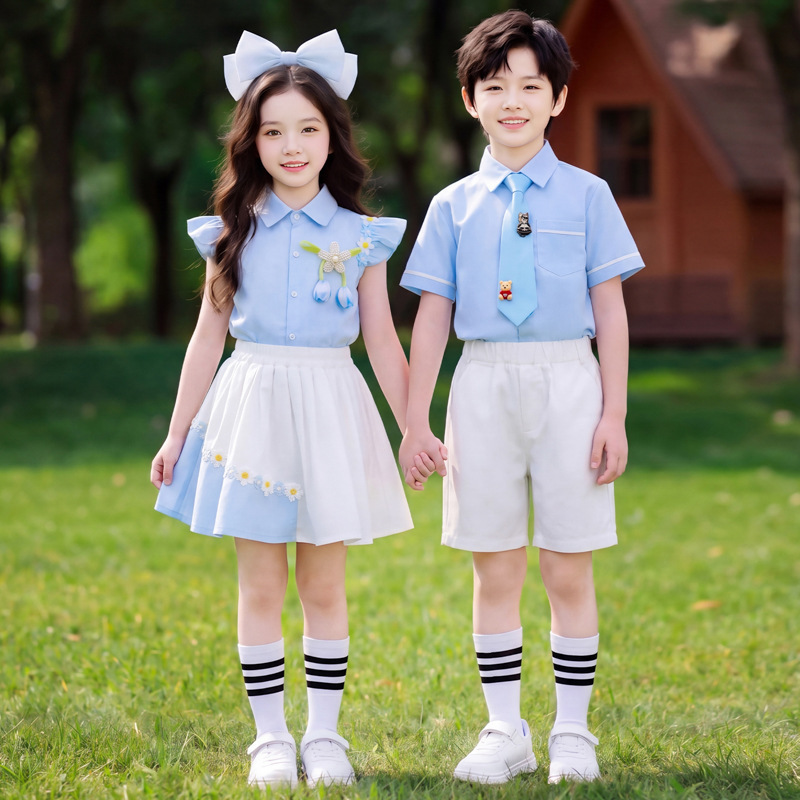 Children's Chorus Performance Clothing, Kindergarten Graduation Clothing, Primary School Students' Poetry Recitation Blue Performance Clothing Children's Chorus Performance Clothing, Kindergarten Graduation Clothing, Primary School Students' Poetry Recitation Blue Performance Clothing