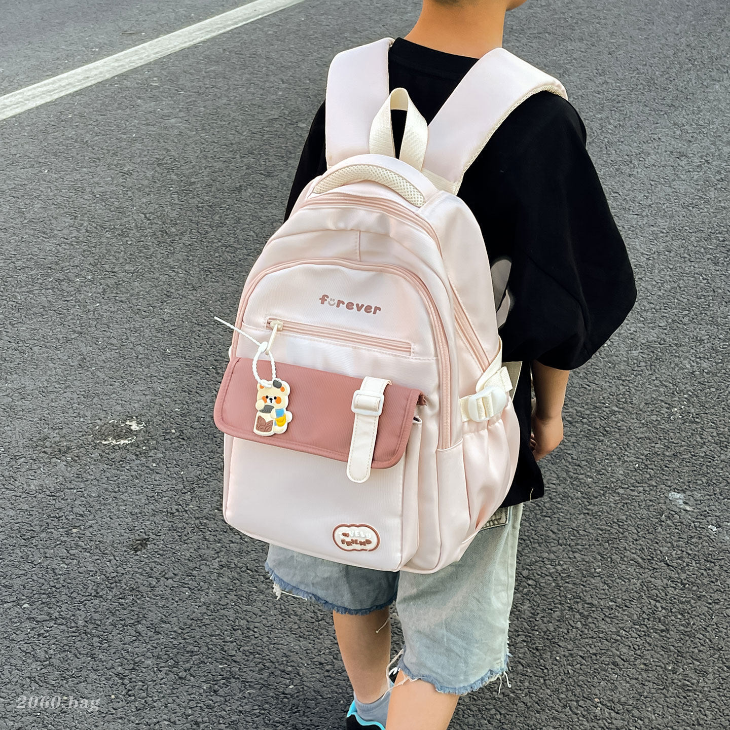 2026 estudiantes de secundaria mochila de hombro para viajar, nueva moda, mochila de estudiantes ligera y portátil de gran capacidad, encantadora