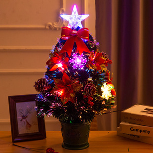 Mini Fiber Optic Christmas Tree 2025 Creative Home Christmas Decoration Arrangement Tree Christmas Flower Small Desktop Ornament