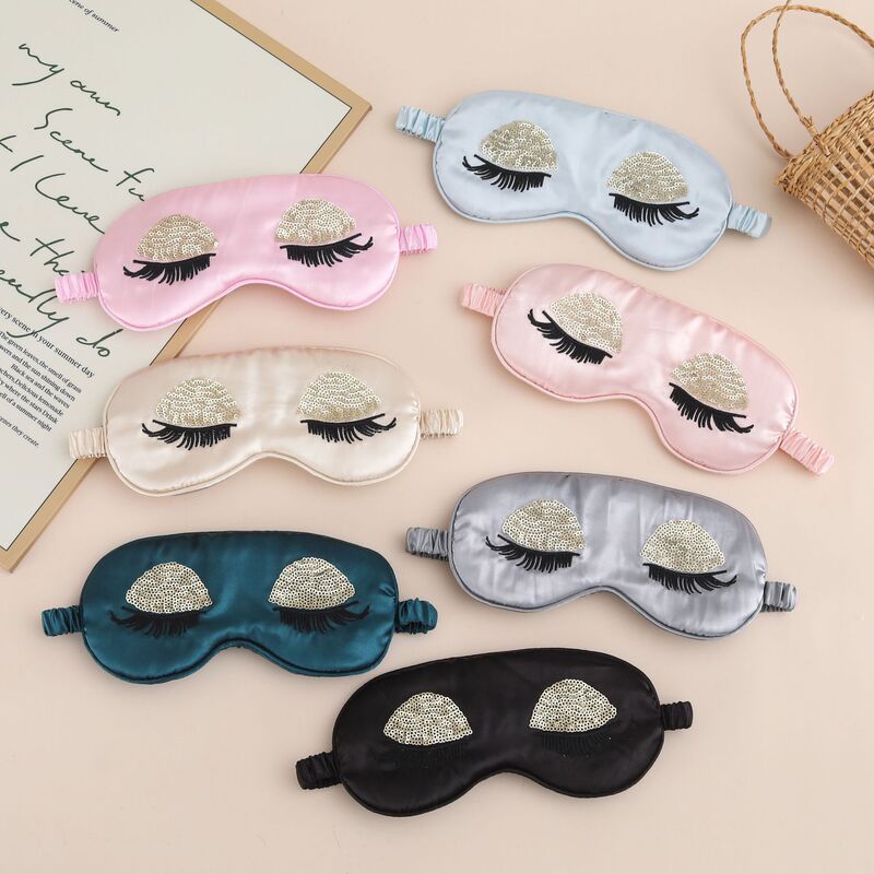 新しい模擬シルクスパンコール刺繍まつげ睡眠アイマスクライト高級眠れる森の美女遮光アイマスク在庫卸売|undefined