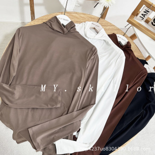Celebrity-Inspired Women's Nulu High-Neck Ultra-Thin Mask Tight-Fitting Base Layer Shirt for Spring and Autumn Skin Beauty Thermal Base Layer