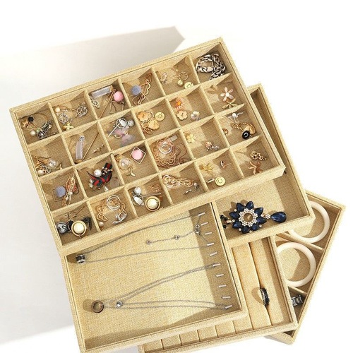 Jewelry display tray linen jewelry necklace box ring earrings earrings bracelet jewelry tray lattice box stall