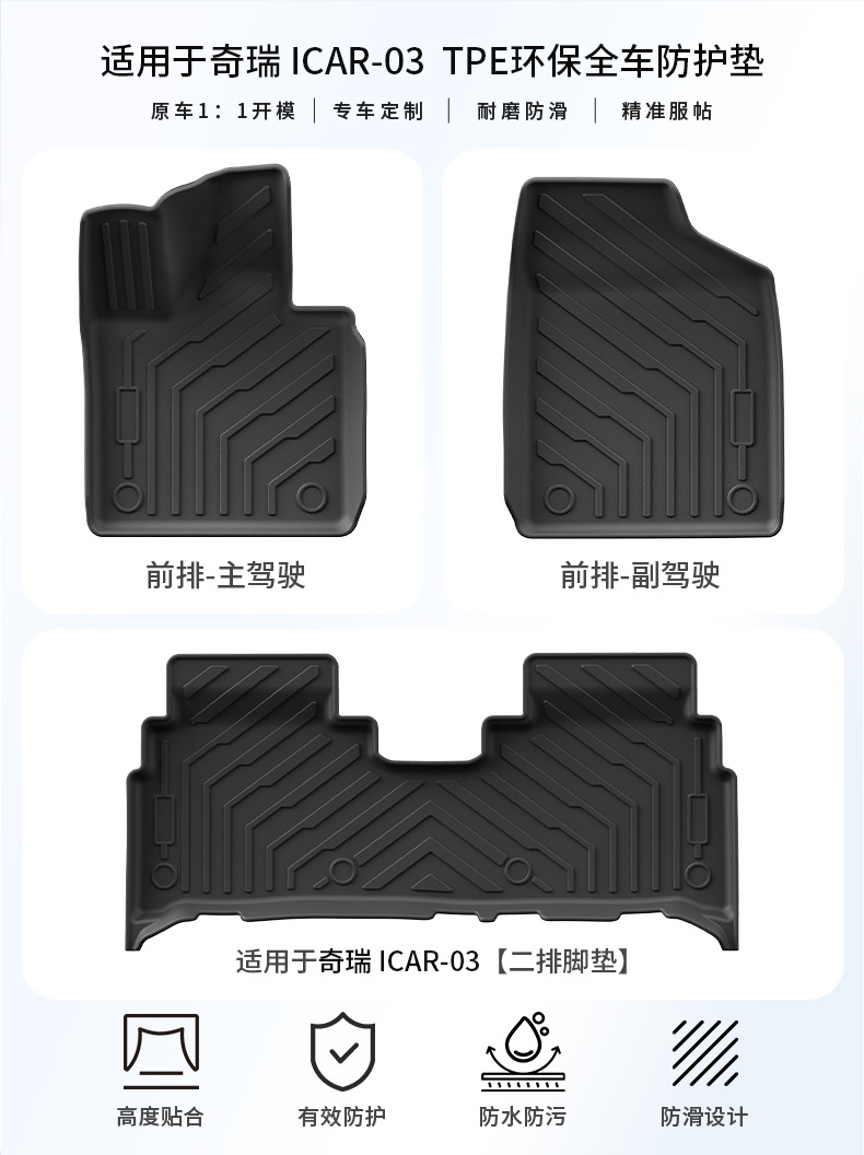 Suitable for 24-25 Models of Chery Icar 03/Fengyun X3/X3L, Environmentally Friendly Tpe Car Floor Mats and Trunk Mats
