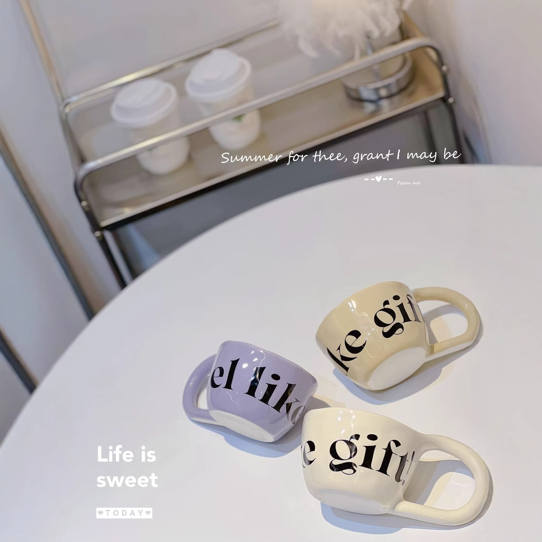 Nueva mano-pellizcando feliz creativo Inglés taza Taza de cerámica taza de beber del Hogar personalizado taza de café taza de desayuno