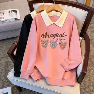 200/350kg plus fat large plus size 300kg loose autumn lapel sweater bust/150/160-6020