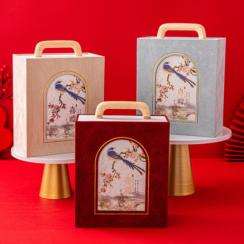 中式国风木制手提伴娘高级感伴手礼盒化妆品礼物空盒结婚喜糖礼盒