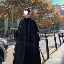 新款秋冬大码女装毛呢外套中长款加棉加厚宽松遮肉显瘦过膝呢大衣