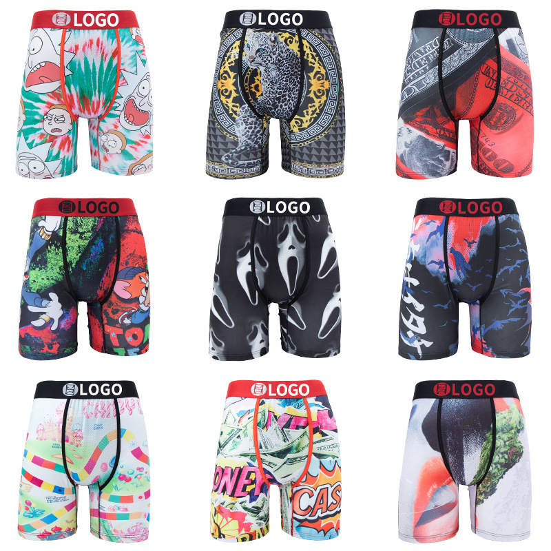 [Border-Border Hot Item] Psd Same Style Men's Personalized Printed Fitness Sports Extended Fashion New Boxer Briefs