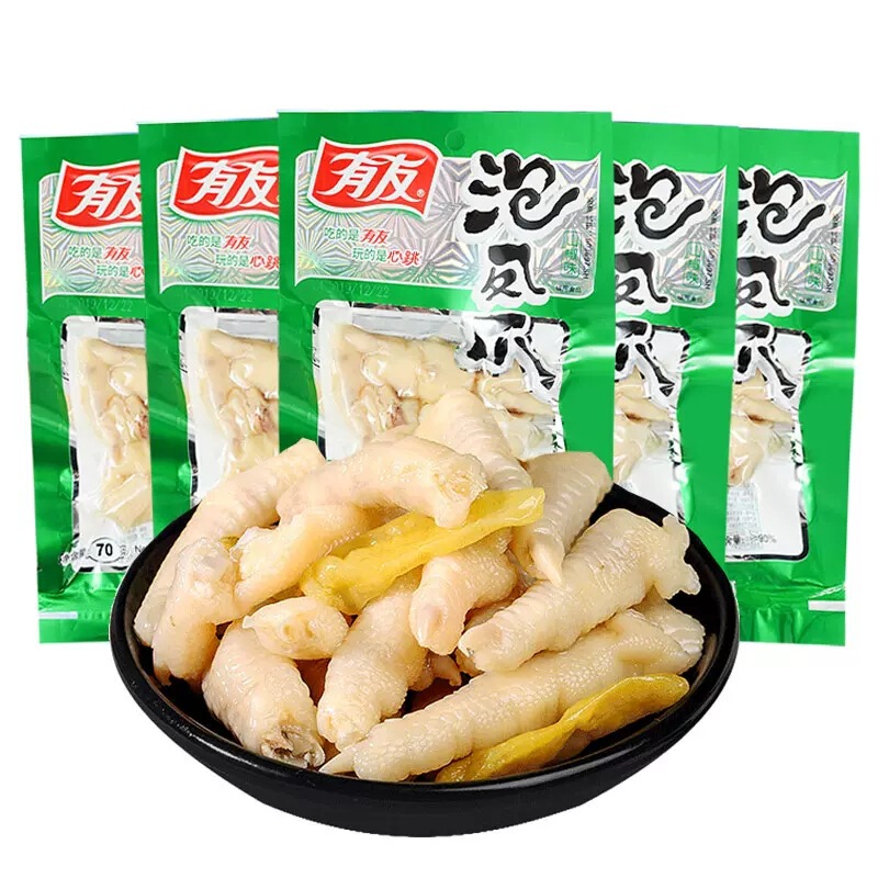 Youyou Pickled Pepper Chicken Feet, Spicy and Sour Snacks, Chongqing Specialty, 80g Bagged, Supermarket Food Wholesale