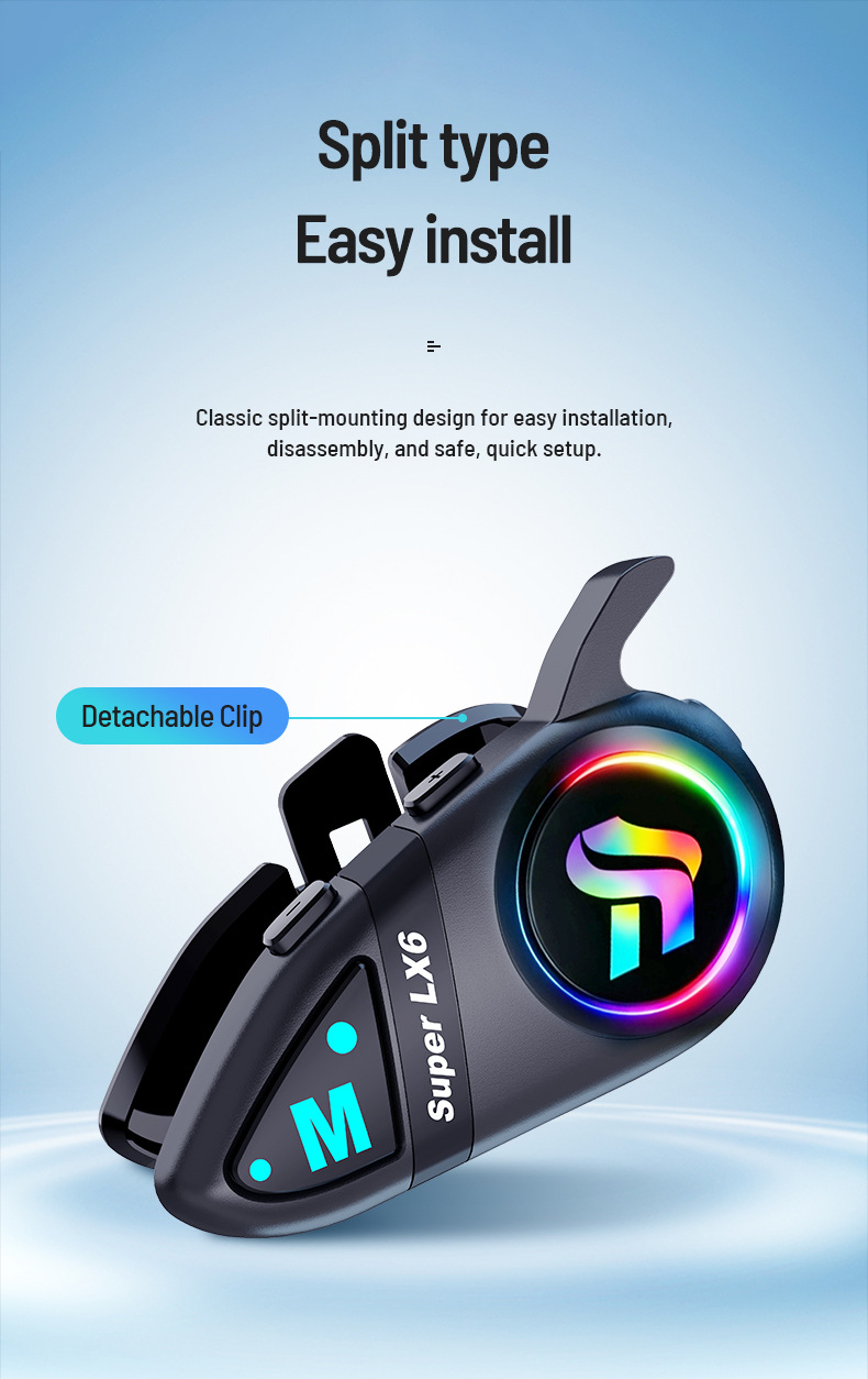 Motorcycle helmet Bluetooth headset LX6, waterproof, noise-reducing, four sound effects, riding headset, direct factory supply, samples available