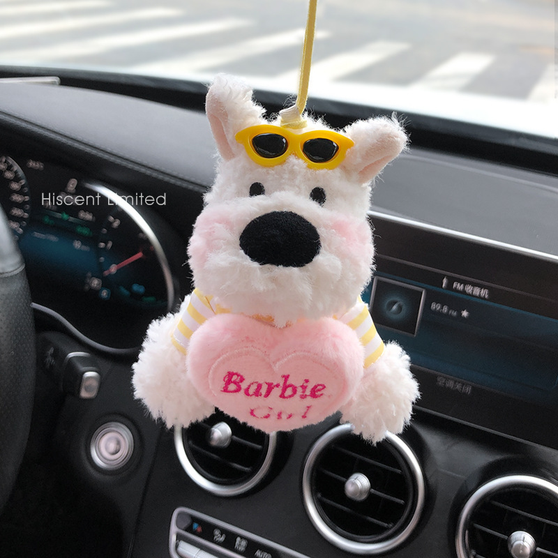 Lindo colgante de coche de West Highland garabateado cachorro amor felpa colgante de coche muñeca muñeca regalo de cumpleaños mujer
