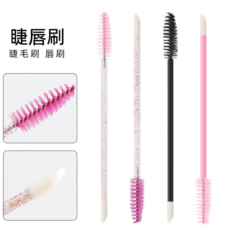 Disposable Eyelash Brushes, 50 Pieces, Flocked Double-Ended Lip Brushes, Eyebrow Brushes, Hygienic and Portable, Dual-Use for Eyes and Lips, Wholesale