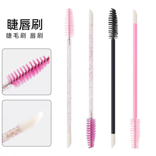 Disposable Eyelash Brushes, 50 Pieces, Flocked Double-Ended Lip Brushes, Eyebrow Brushes, Hygienic and Portable, Dual-Use for Eyes and Lips, Wholesale