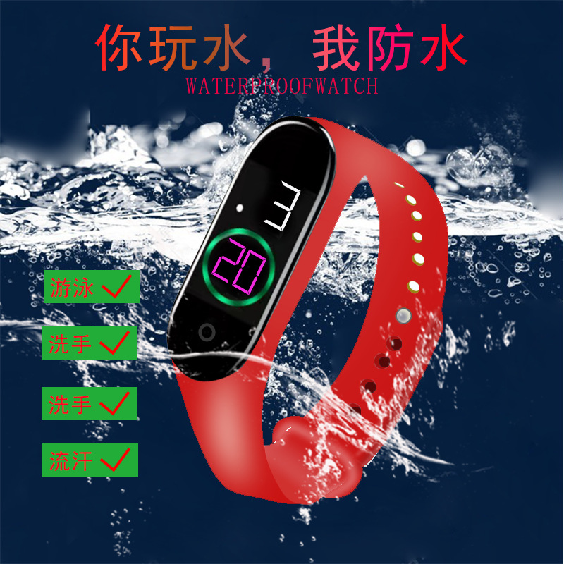 厂家直销防水小米4LED彩灯时尚学生情侣休闲运动触摸触控电子手表