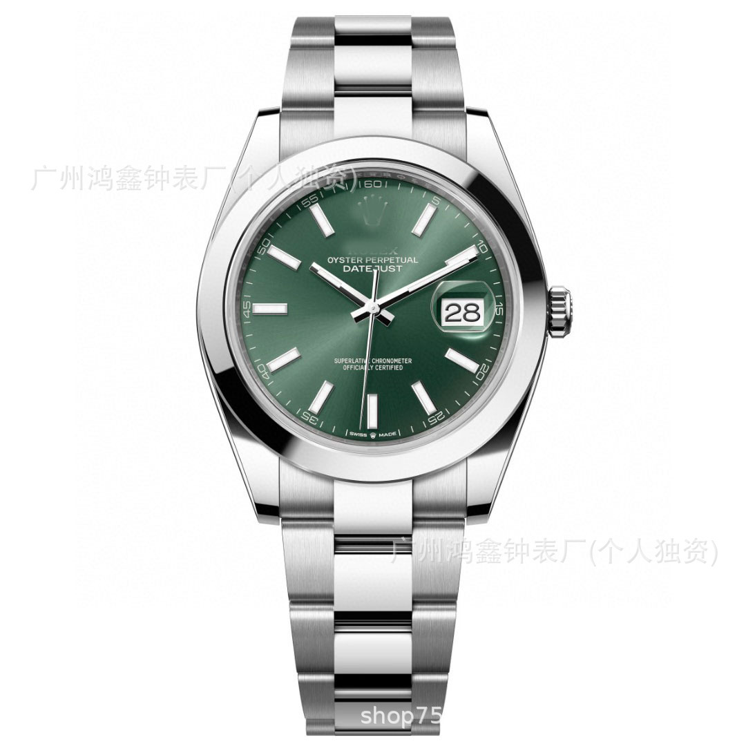 comercio exterior transfronterizo Oyster Registro de movimiento constante Reloj de apertura verde oliva Registro de hombre Reloj mecánico automático al por mayor