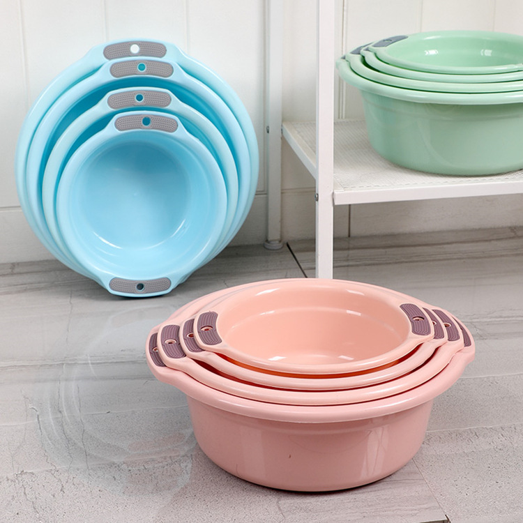 Home Thick Double-Ear Face Basin Plastic Small and Large Kitchen Vegetable Wash Basin Laundry Wash Foot Bath Basin Face Basin Water Basin