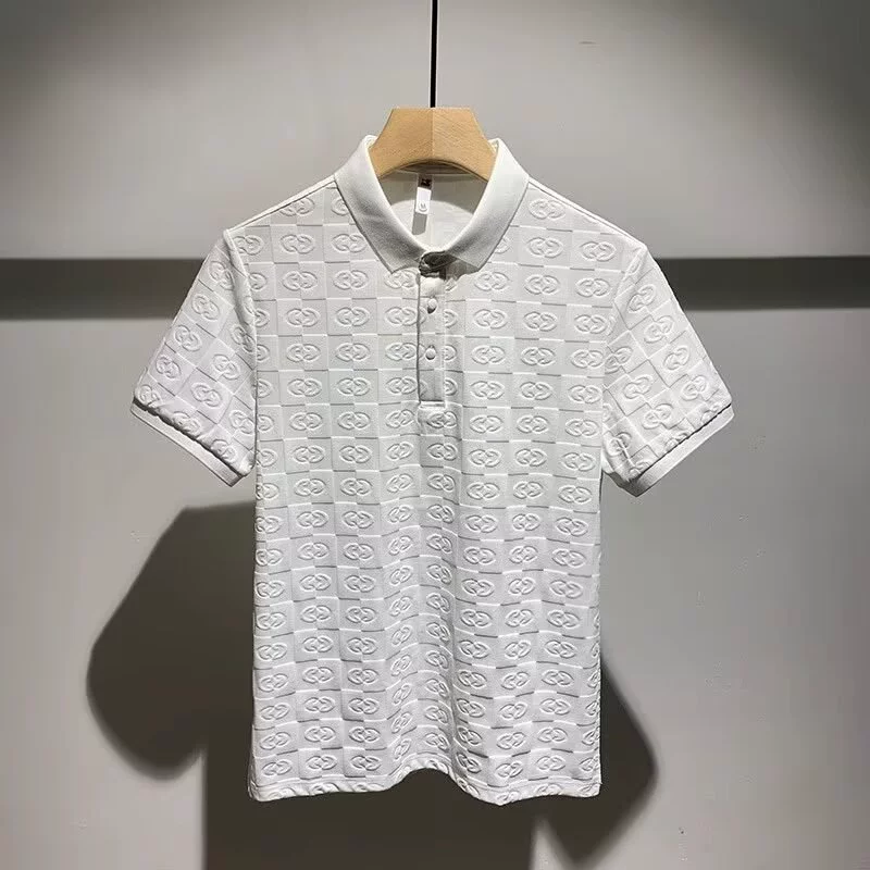 Летнее модное поло, футболка, Slim Fit, с коротким рукавом, воротник стойка