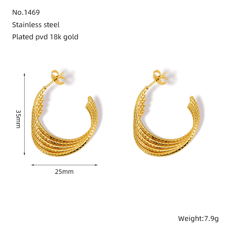 Pendientes de acero inoxidable dorado de 18k de moda transfronteriza para mujer, lujo ligero, pendientes de acero de titanio que no se desvanece