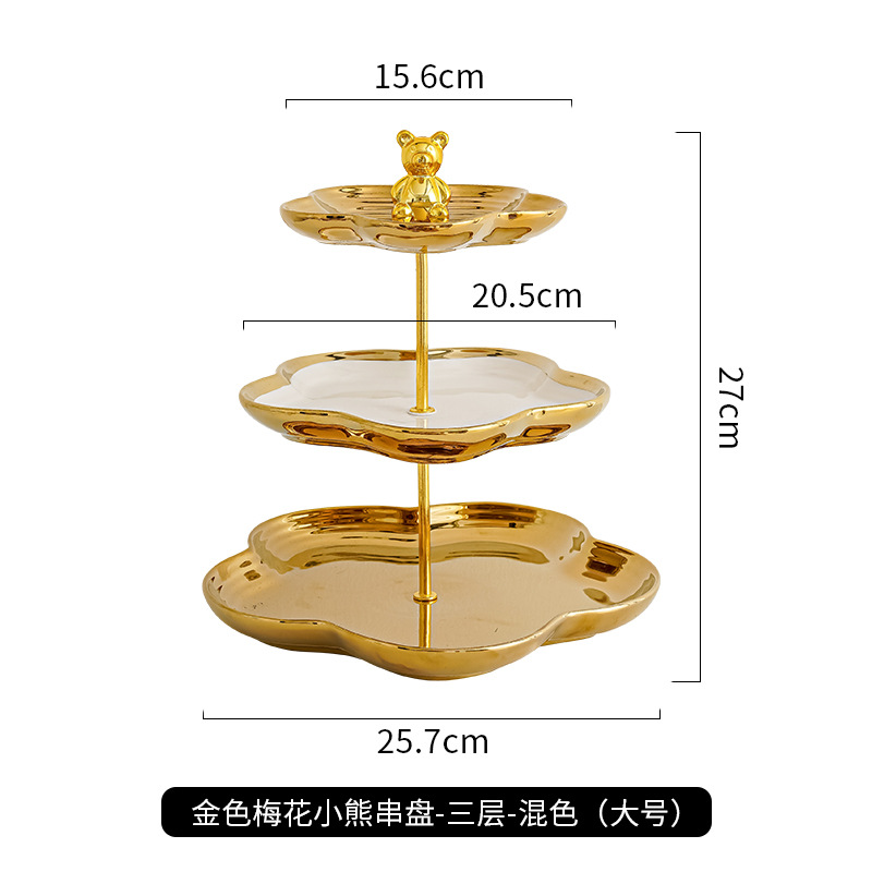 Nórdico plato de fruta de cerámica hogar sala de estar mesa de café postre pastel plato mesa de postre multi-capa pastelería bandeja de dulces estante