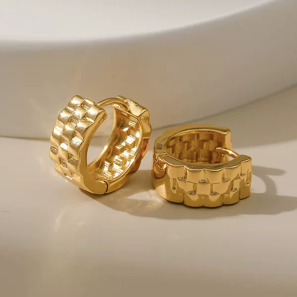 Europe and the United States Amazon cross-border embossed jewelry concave-convex ear button texture female 18K gold ear ring heavy industry small jewelry wholesale