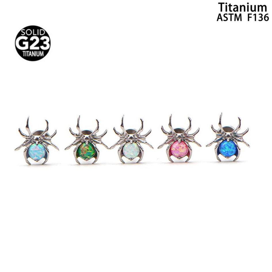 Silver pointed spike labret stud material detail