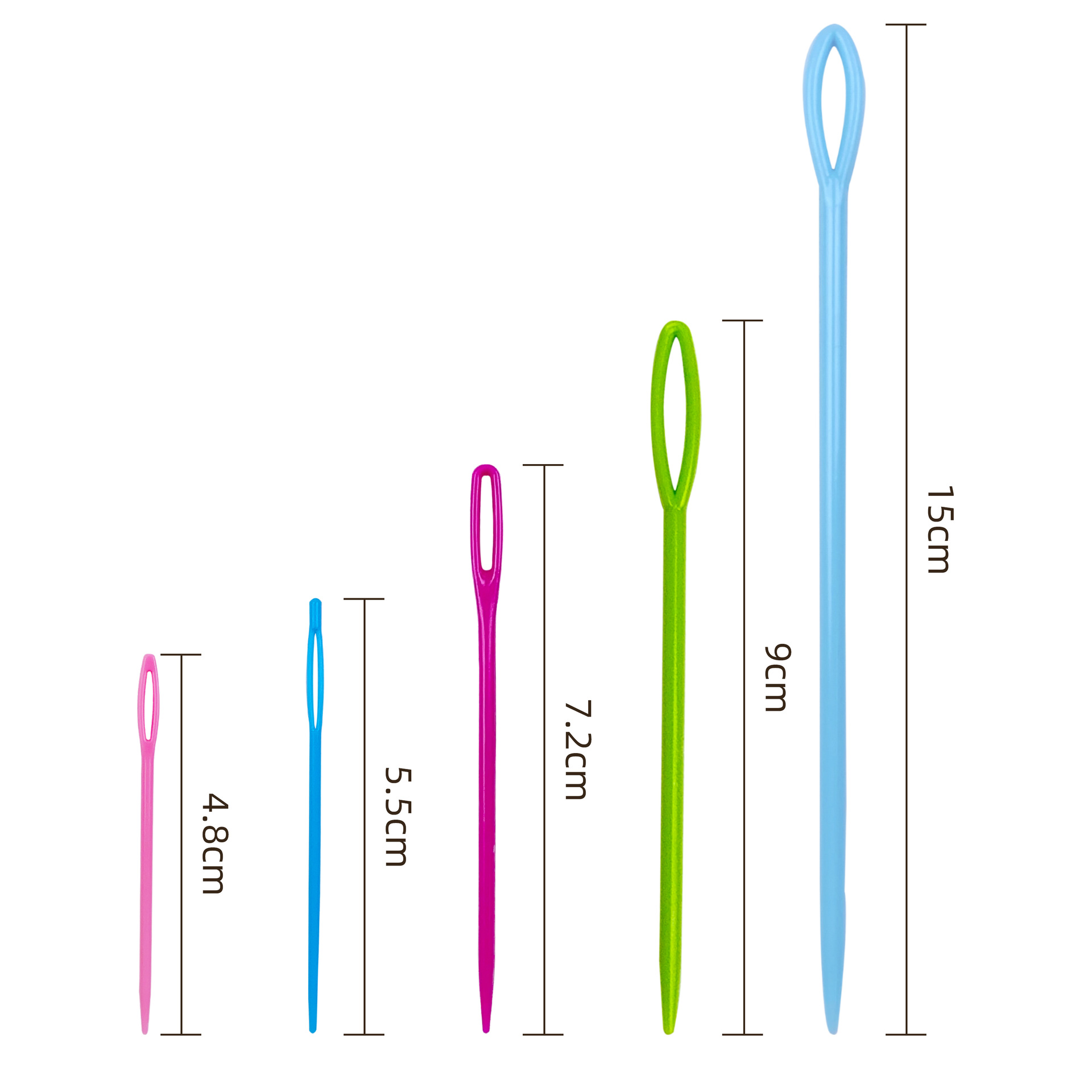 Round head plastic needle Children's handmade DIY safety needle Plastic wool hand sewing needle 4.8/5.5/7.2/9/15cm