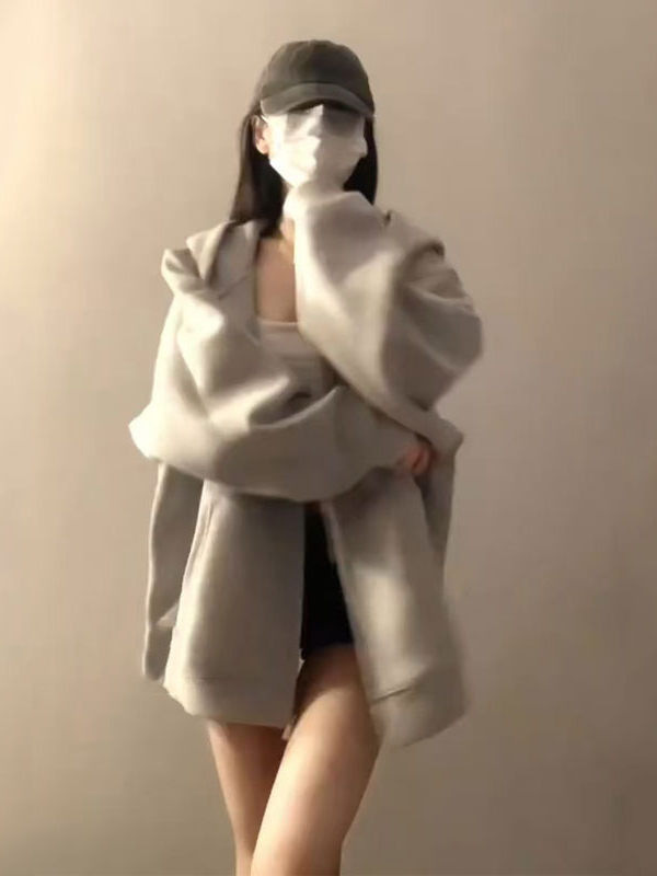 连帽卫衣女春秋oversize薄款拉链开衫外套宽松韩系慵懒chic风上衣|undefined
