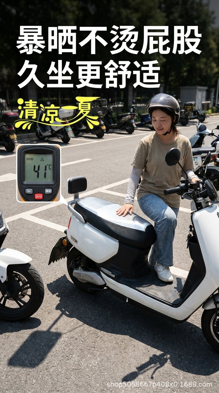 Electric Vehicle Seat Cover, Leather Waterproof Pad, Scooter Seat Cover, Sun Protection and Heat Insulation, Universal Rainproof Pad for Electric Bikes