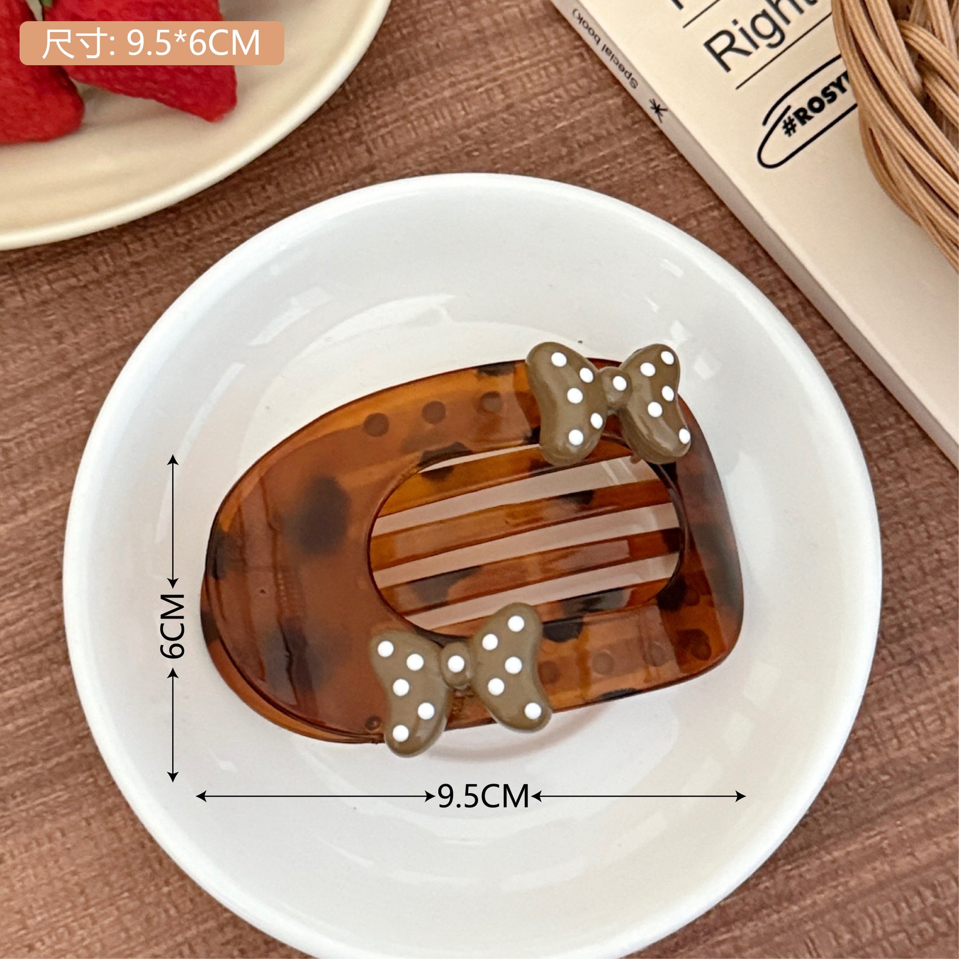 El estilo francés de alto nivel vino rojo ondulado punto tiburón clips niñas corazón pequeño clips de pelo dulce clips de pelo detrás de la cabeza clips de agarre