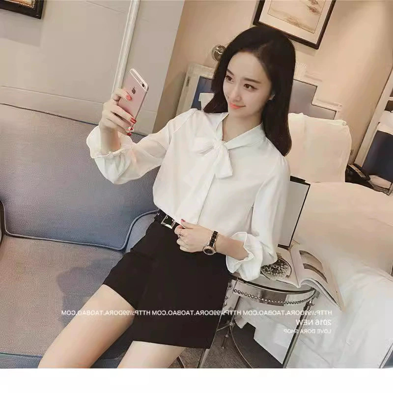 Chiffon Shirt Women's 2025 Summer New Top Korean Style plus size Shirt Women's Bow Lotus Leaf Sleeve Casual Shirt