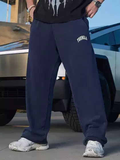 YOUNGLA New Men's Sports Pants Loose Straight Pants Jogger Gym Sports Fitness Casual Pants