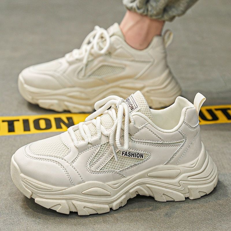 2025 zapatos de hombre de otoño nuevos zapatos de malla transpirables de moda para hombres con suela gruesa de altura deportiva zapatos casuales de papá