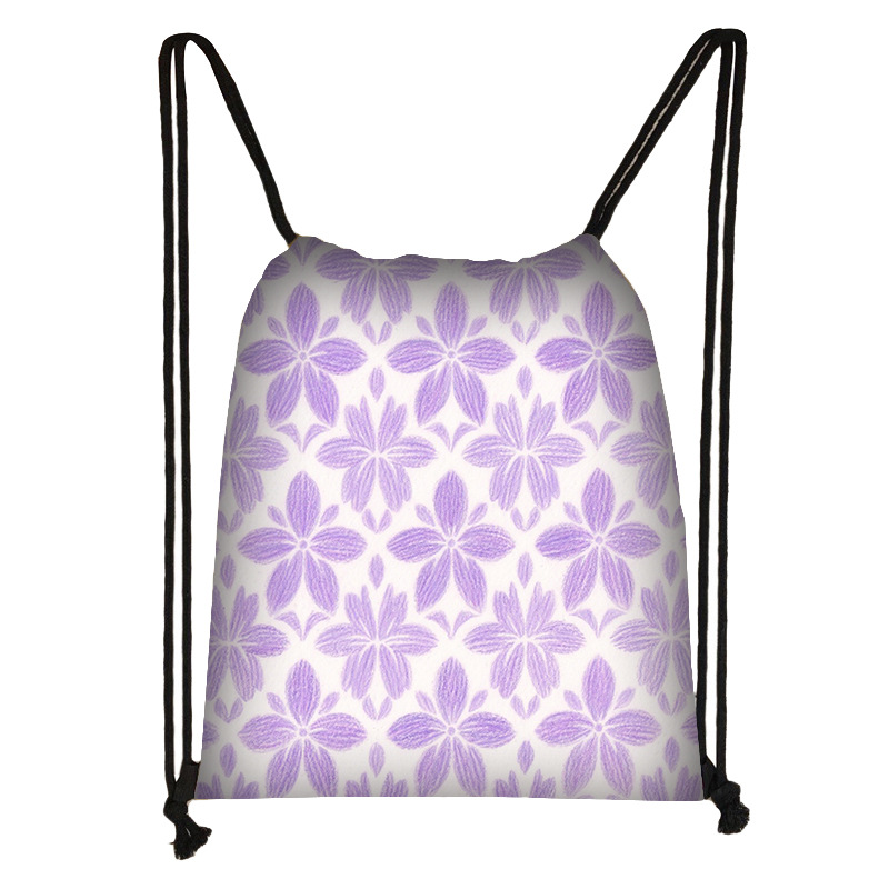 跨境浅色花纹儿童束口袋学生大容量收纳袋高颜值抽拉绳袋可收纳