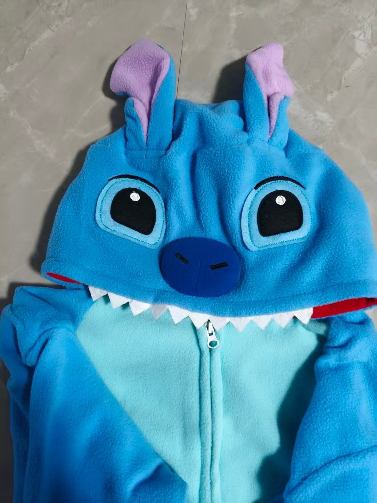 Pijamas de una pieza de animales de dibujos animados de vellón polar de Halloween Pudín en polvo azul Stitch pareja ropa de casa ropa de actuación