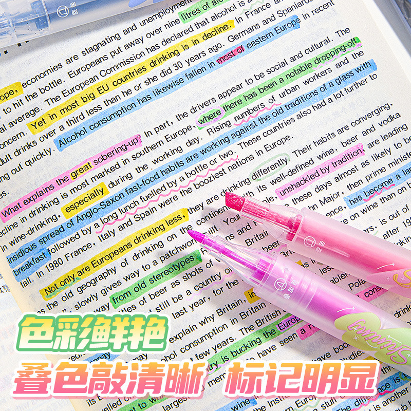 高颜値畳色蛍光ペン学生用重点マークペンカラー手書き手書き手書きマーカー手帳カラーペン|undefined