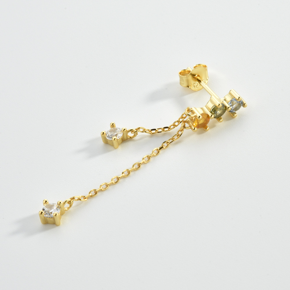 IG Style, Simple Style Style 1 Pair 18K Gold Plated 925 Sterling Silver Zircon Geometric Drop Earrings