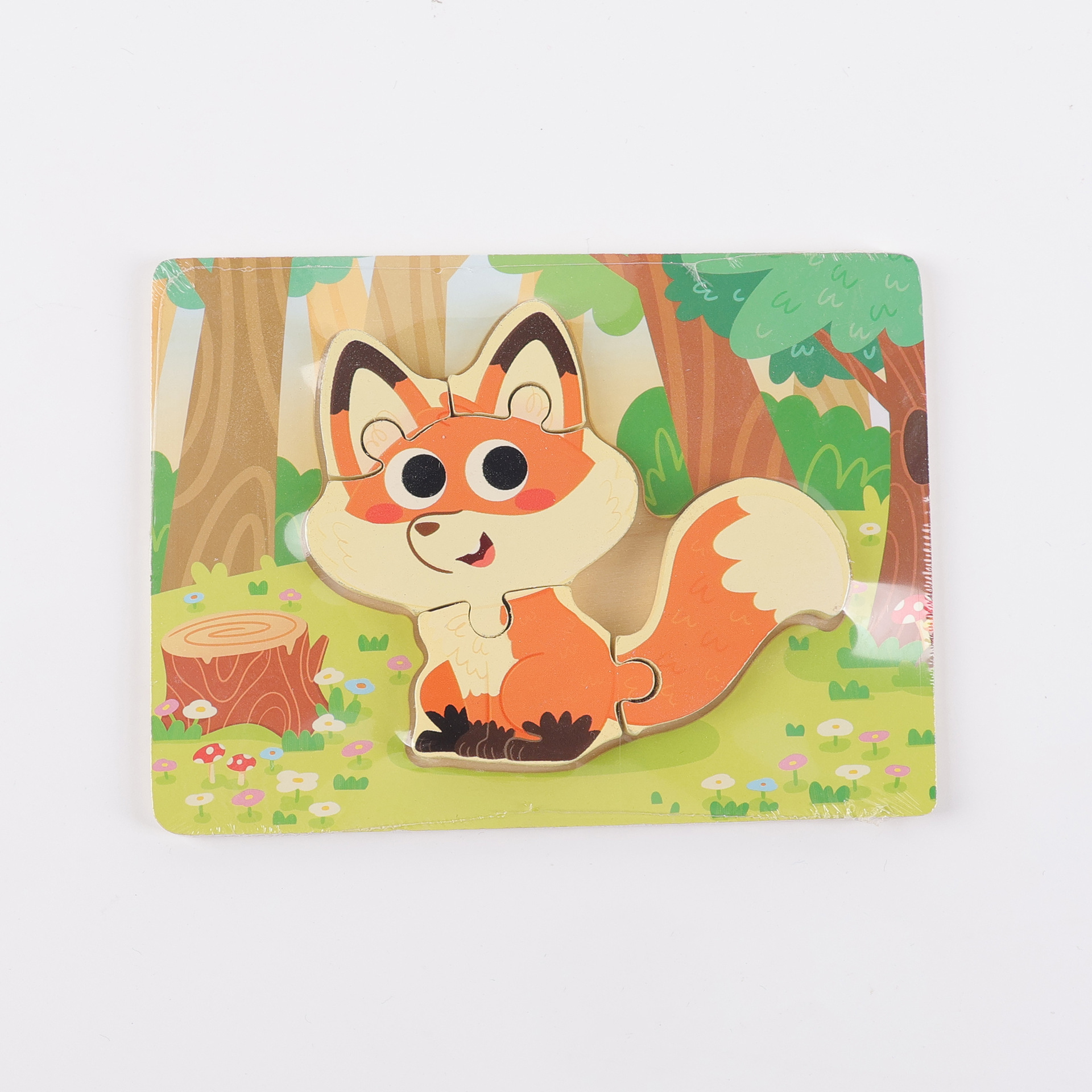 Puzzle de madera plano pequeño puzzle infantil juguetes de dibujos animados animales de tráfico cognitivo bloque al por mayor