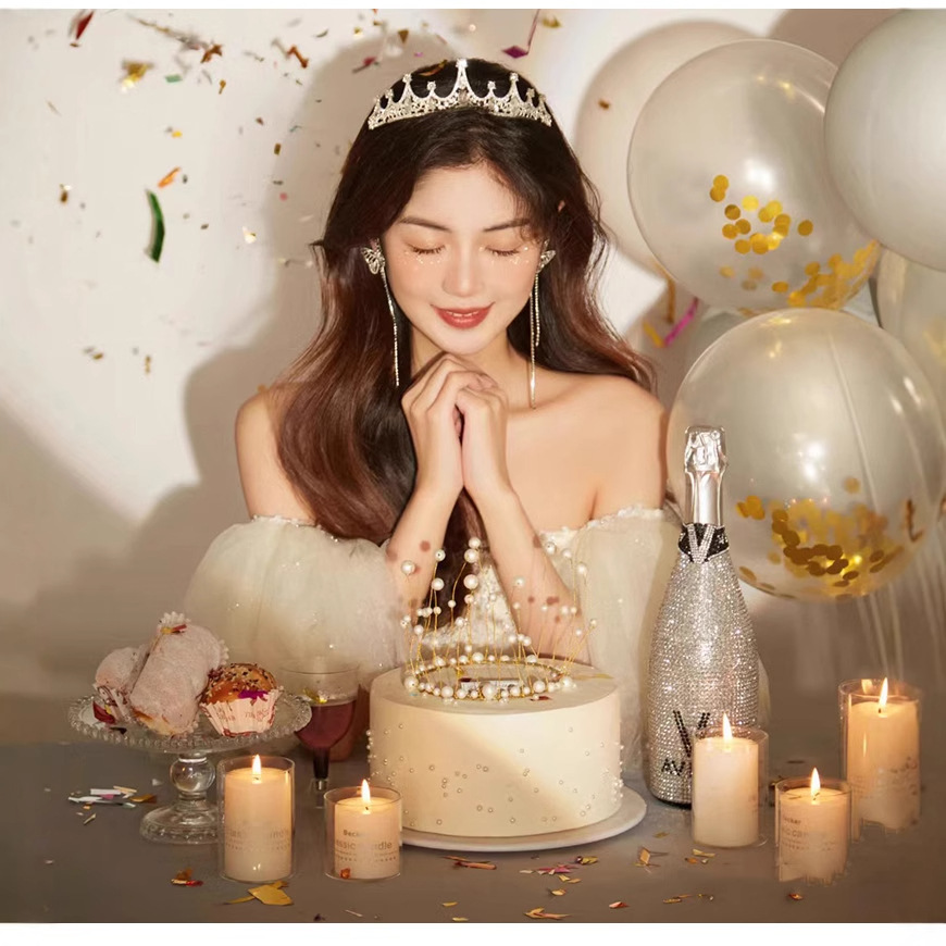 Off-Shoulder Puff-Sleeved Short Dress White Sequins Slim-Fit A- Shoulder dress Birthday Annual Meeting Host Dress