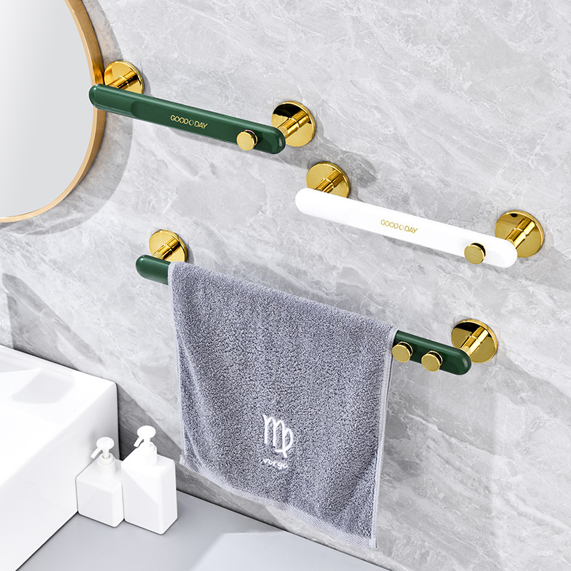Hole-free lightweight luxury towel rack bathroom wall-mounted towel rack bathroom home use single rod towel hanger wholesale