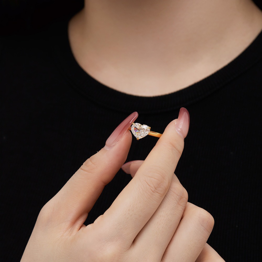 5g Weight Zircon Inlay Material Rings Classification 1 Piece Quantity Holiday, Daily Occasion 925 Sterling Silver Material Pear, Water Droplets, Heart Shape Pattern Women's Gender Inlay Design Simple Style, Classic Style Style Gold Color 1 Piece 925 Sterling Silver Pear Water Droplets Heart Shape Zircon Rings 6